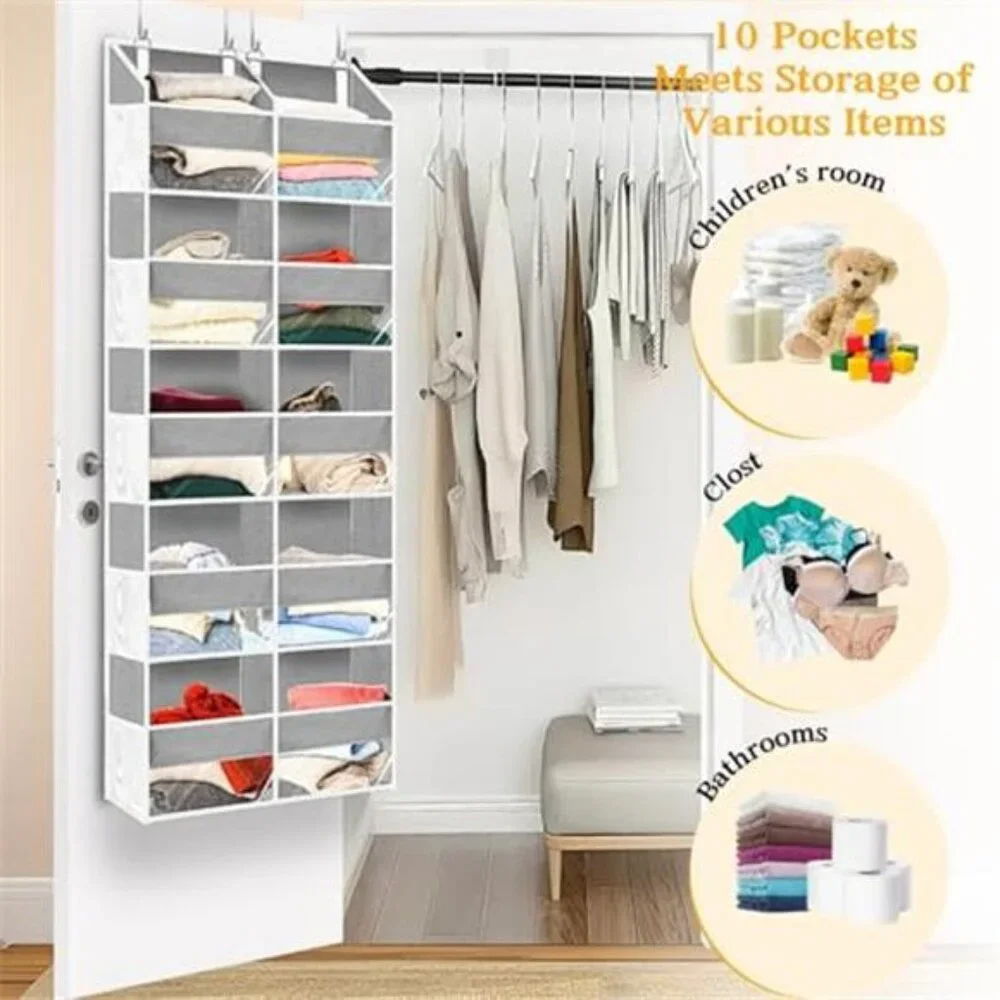 Over Door Organizer 5 Tier Hanging Storage With Mesh Pockets
